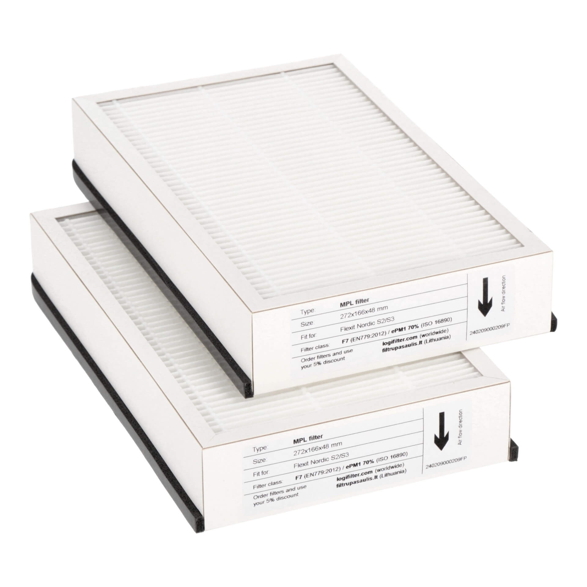 Flexit Nordic S2-S3 Filtersatz F7+F7 (Hausmarke) 272x166x48