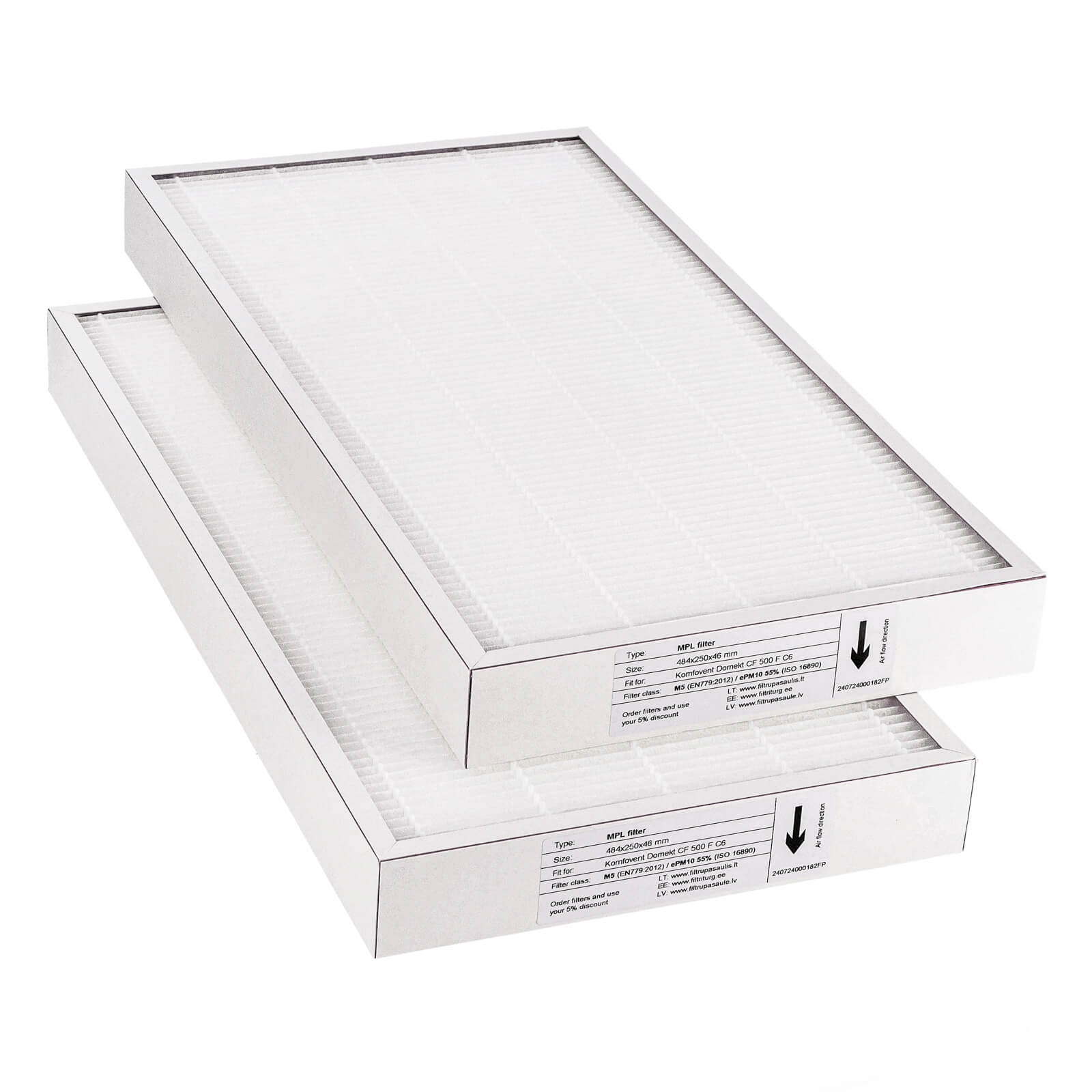 Komfovent Domekt CF 500 F C6 Filtersatz M5+M5 (Hausmarke) 484x250x46