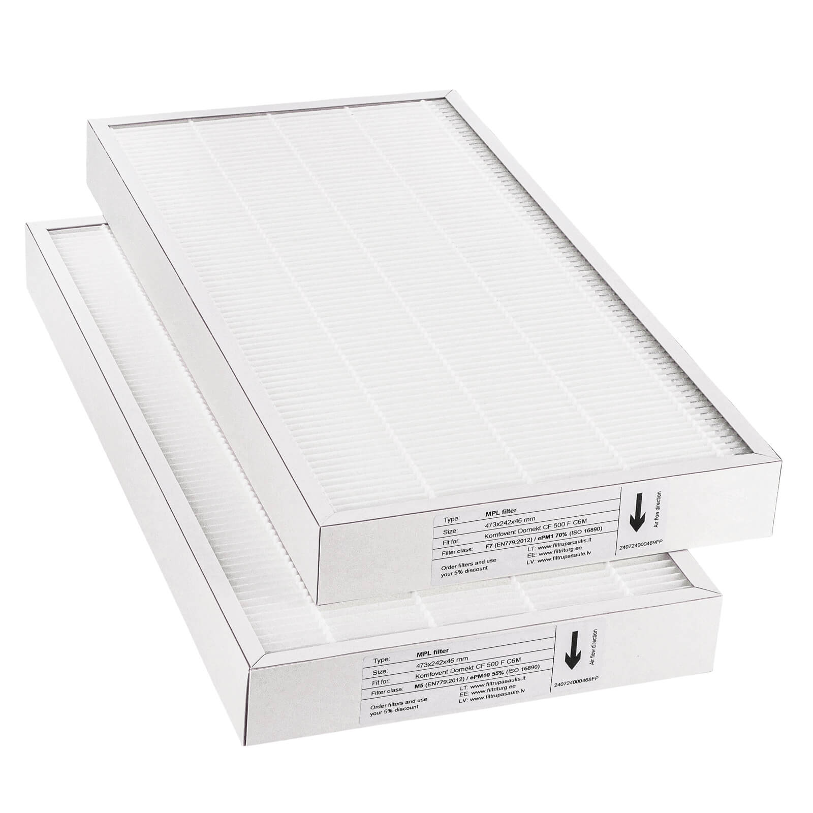 Komfovent Domekt CF 500 F C6M filter set M5+F7 (house brand) 473x242x46