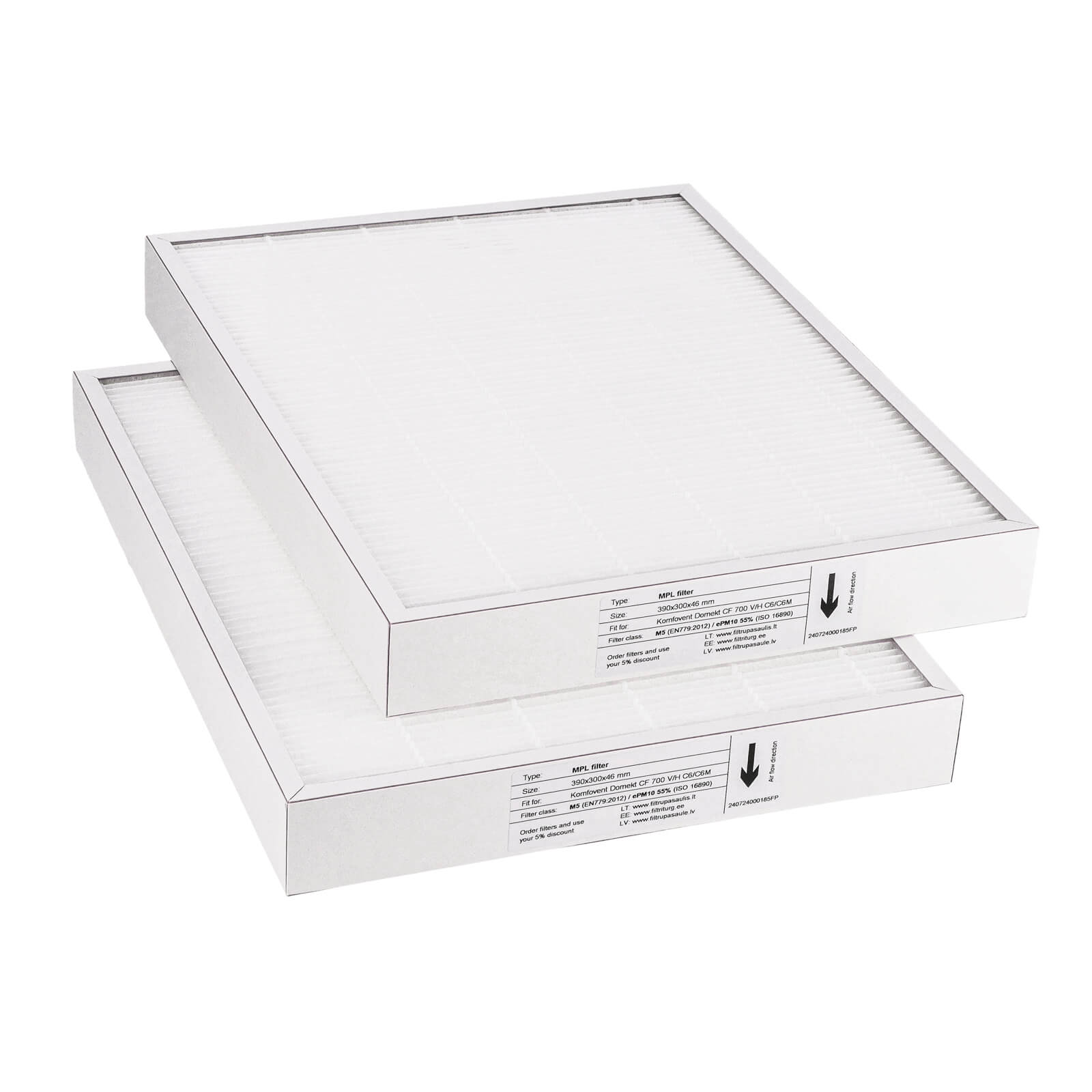 Komfovent Domekt CF 700 V-H C6-C6M set de filtres M5+M5 (marque maison) 390x300x46