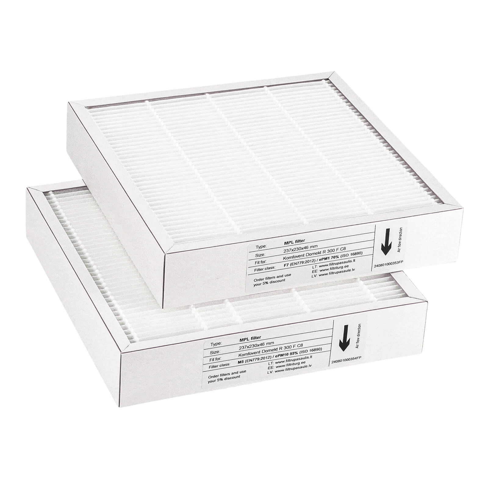 Komfovent Domekt R 300 F C8 Filtersatz M5+F7 (Hausmarke) 237x230x46
