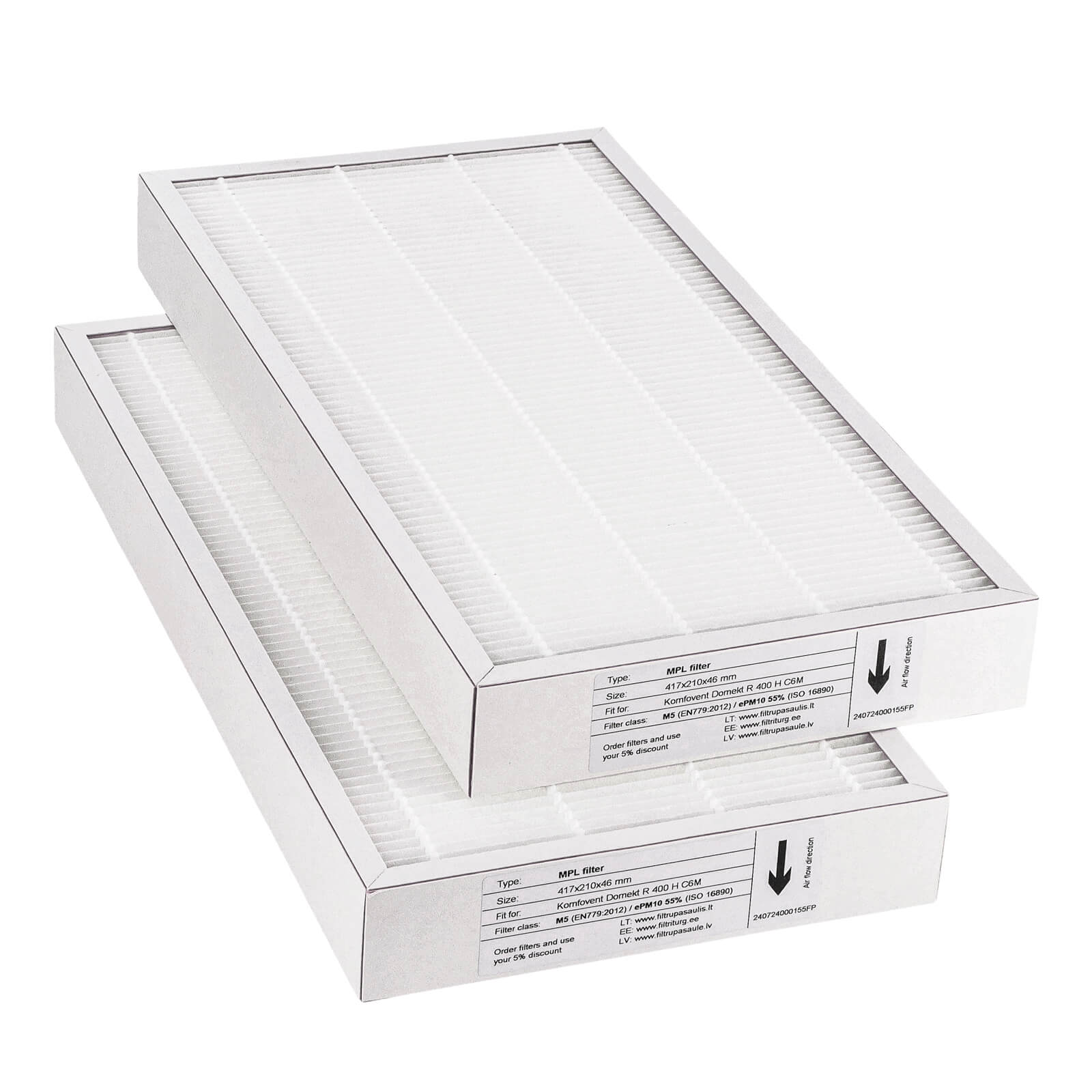 Komfovent Domekt R 400 H C6M Filtersatz M5+M5 (Hausmarke) 417x210x46