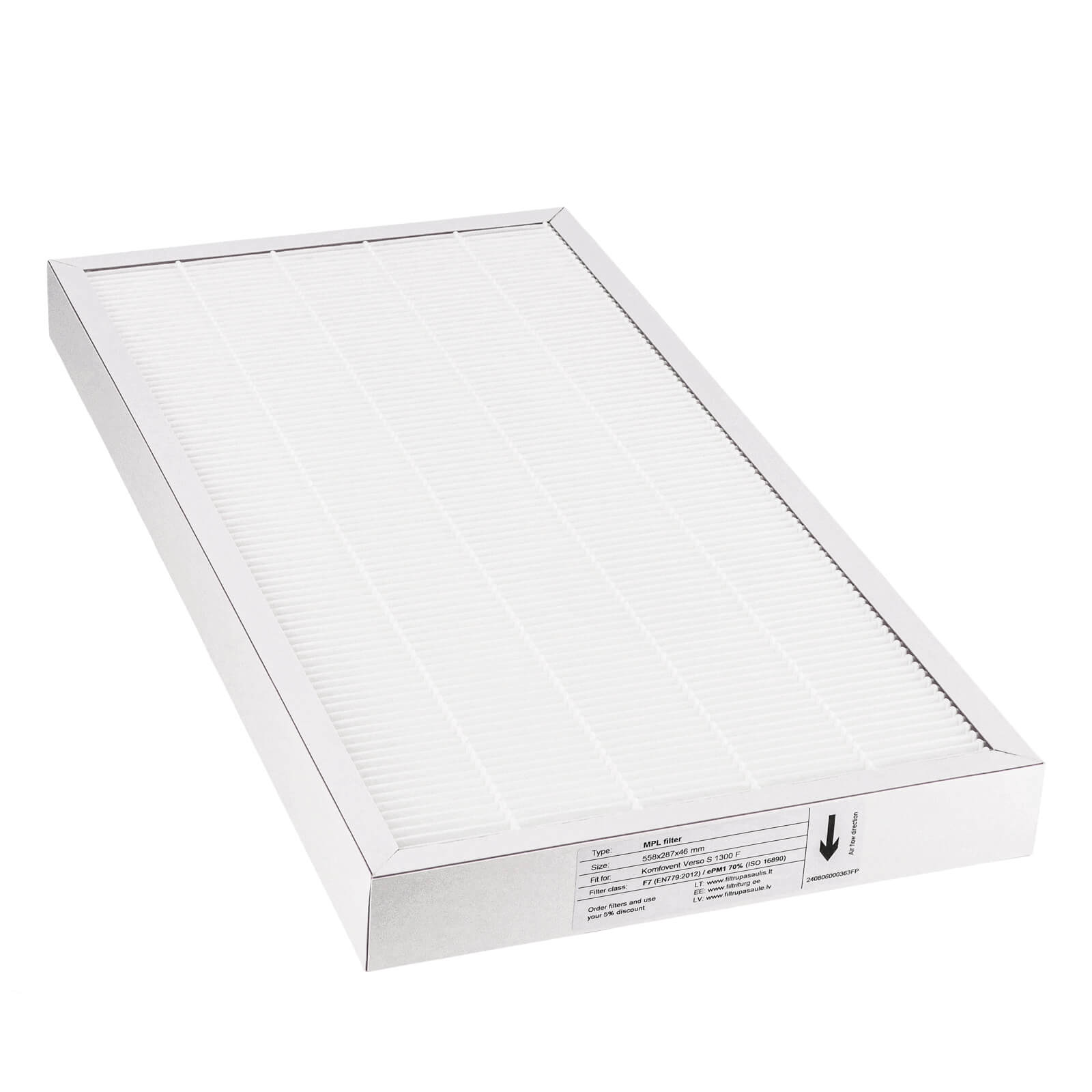 Komfovent Domekt S 1000 F C5 Filter F7 (Hausmarke) 558x287x46