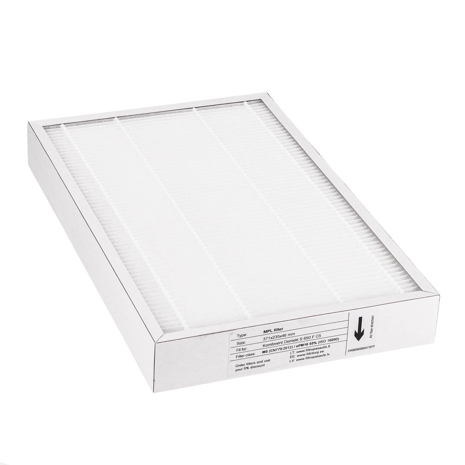 Komfovent Domekt S 650 F C5 Filter M5 (Hausmarke) 371x235x46