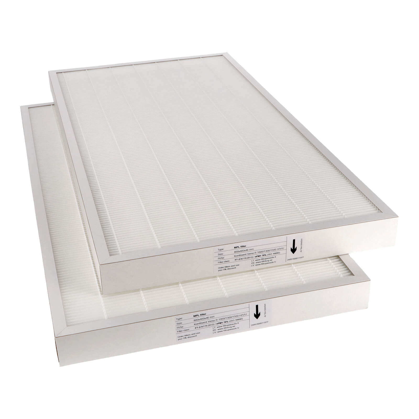 Komfovent Verso CF 1000-1300-1700-2300 H-V-U Filtersatz M5+F7 (Hausmarke) 800x400x46