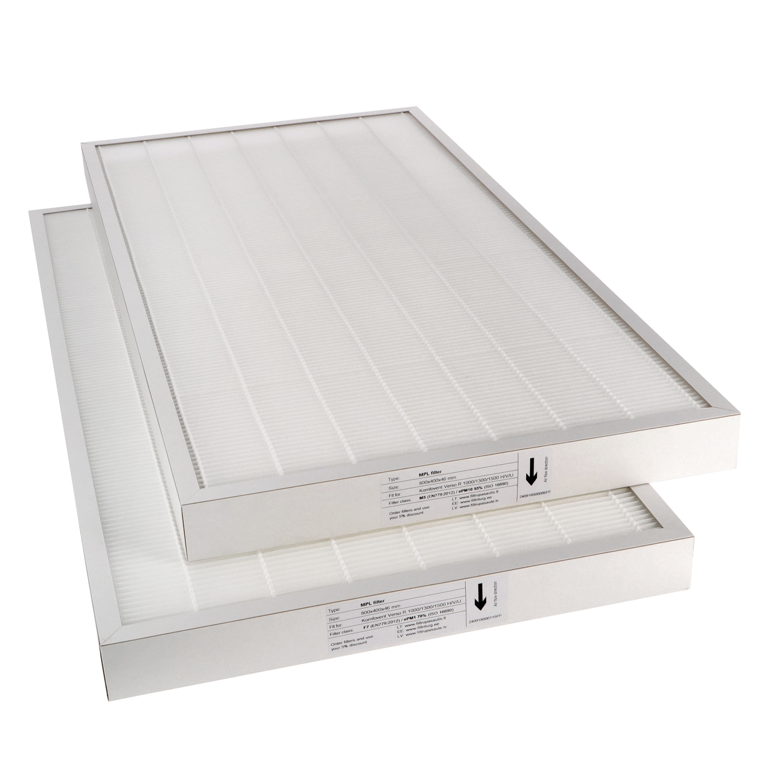 Komfovent Verso R 1000-1300-1500 H-V-U Filtersatz M5+F7 (Hausmarke) 800x400x46