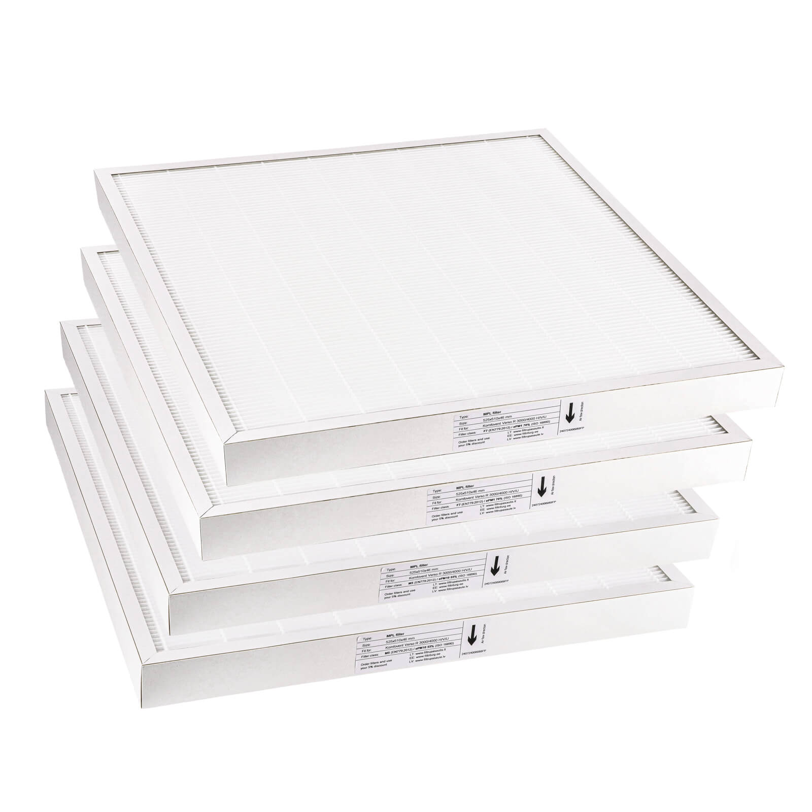 Komfovent Verso R 3000-4000 H-V-U Filtersatz M5+M5+F7+F7 (Hausmarke) 525x510x46