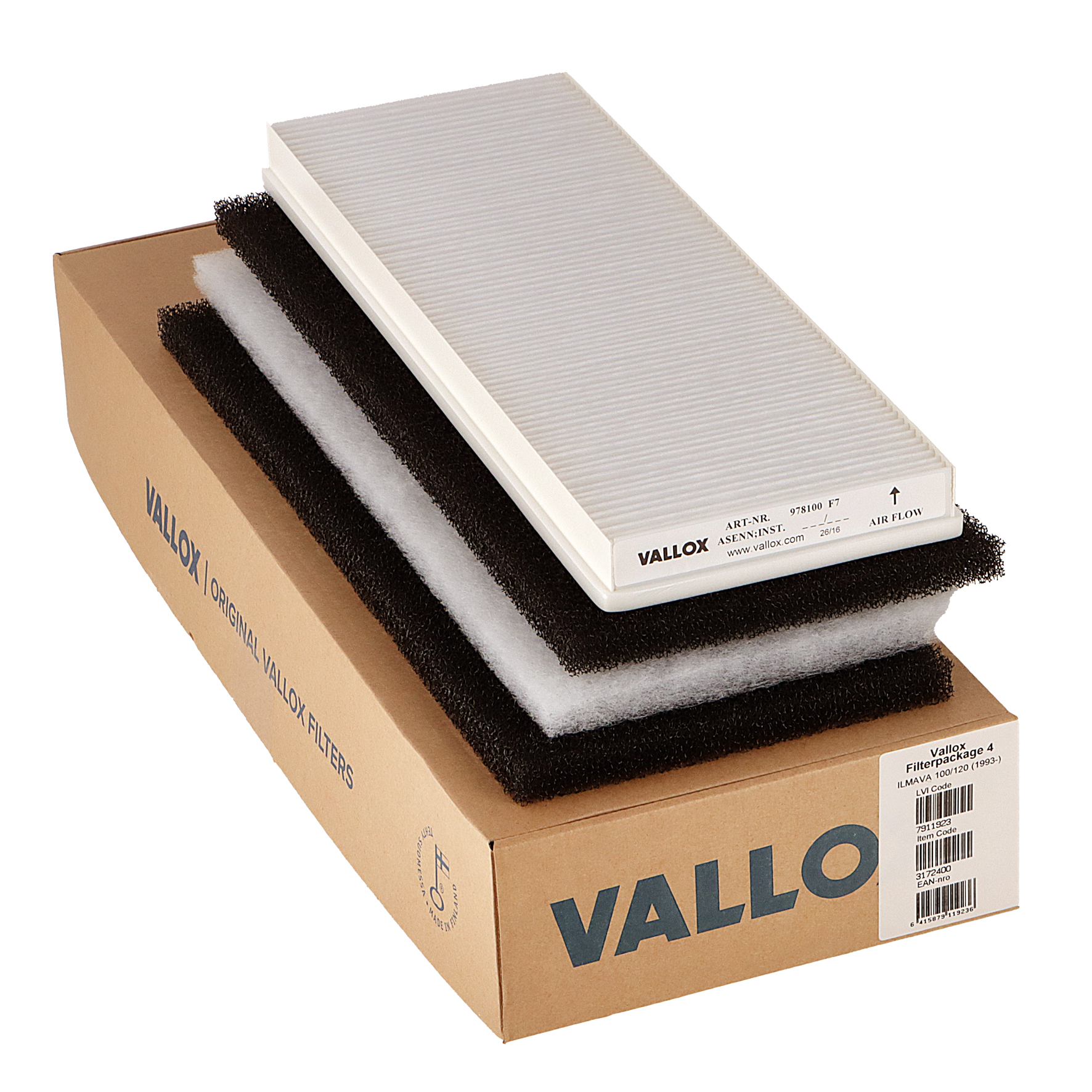 Vallox ILMAVA 100/120 (vanaf 1993) filterset nr. 4 G1+G1+G4+F7 (origineel)