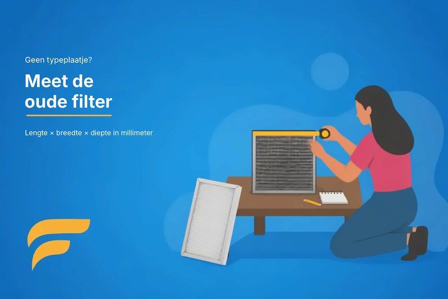 Oude ventilatiefilter opmeten in millimeter om de juiste vervangfilter te vinden